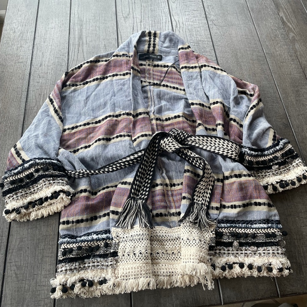 Zara linen cardigan with knot details size Medium